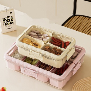 Clear 4 compartment snack container Lid and handle PP food <b>storage</b> Organizer for kitchen picnic Food <b>storage</b> organizer - Product Image 6