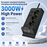 Multiprise portable 4 prises EU et 2 USB-A et Type C en ABS avec interrupteur pour la maison et le bureau