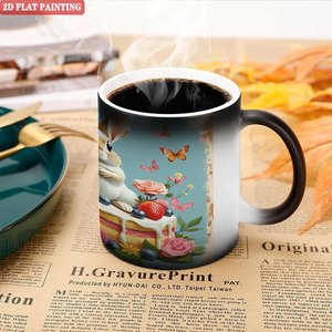 Mug à café pour la pause déjeuner quotidienne, noir givré, 11 oz, en céramique, tasse magique changeante de couleur - Product Image 5