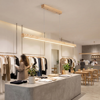 Lámparas Colgantes de Madera de Haya de 120 cm, Diseño Cuadrado Redondeado para Iluminación Comercial de Tiendas Minoristas