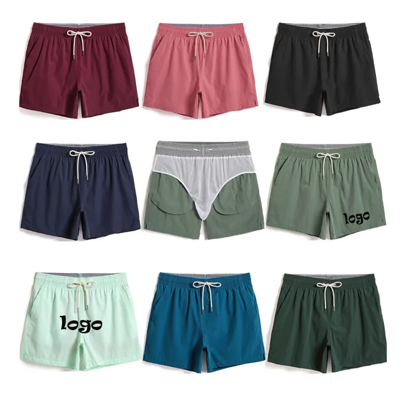 Maillots de bain d'été avec logo personnalisé Short de plage de couleur unie pour homme Short de bain à séchage rapide pour homme vente en gros