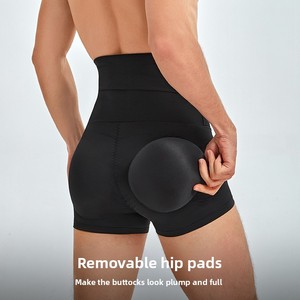 Pantalones de Compresión Fuerte para Hombre, Almohadillas de Cadera Desmontables, Entrepierna Abierta con Hebilla, Cintura Alta, Calzoncillos Tipo <span class=keywords><strong>Boxer</strong></span>, Pantalones Moldeadores de Cuerpo para Hombre - Product Image 4