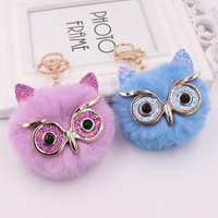 Hibou fausse fourrure Pom Pom boule de fourrure porte-clés sac porte-sac porte-clés sac à dos pendentifs hibou fausse fourrure vert pompon porte-clés