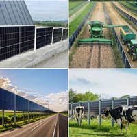 Kit d'installation de panneaux photovoltaïques bifaciaux personnalisés pour clôture, système de ferme solaire à montage vertical au sol, acier galvanisé à chaud
