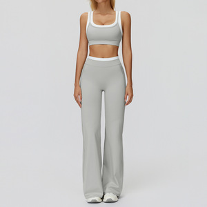 Conjunto de Dos Piezas de Ropa para Mujer de Último Diseño <span class=keywords><strong>y</strong></span> Alta Calidad, con Franjas Laterales, Sensación Desnuda, Espalda Descubierta, para Yoga <span class=keywords><strong>y</strong></span> Ejercicio - Product Image 5