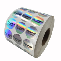 Rouleau d'étiquettes de sécurité holographiques anti-contrefaçon, autocollants découpés, film PET rond argenté pour l'authentification de la marque, vente en gros