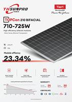 Paneles Solares Bifaciales TOPCon de Alta Eficiencia Marca Tier1, Tipo N, 710W 725W, Módulo Fotovoltaico de 132 Celdas
