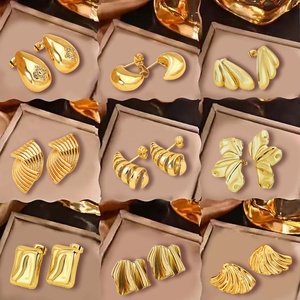 Waterproof 18k Gold Plated <b>Teardrop</b> Heart <b>Stud</b> <b>Earrings</b> Stainless Steel Jewelry Colourful Diamond Designer <b>Earrings</b> for Women - Product Image 1