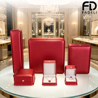 FADELI PACKING Coffret à bijoux en cuir PU rouge vin, 5 tailles, fermoir doré, logo personnalisé, intérieur en velours, cadeau de mariage