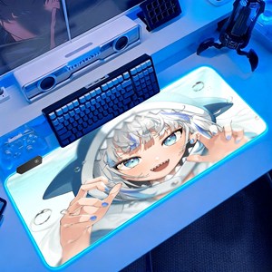 Alfombrilla de Ratón RGB para Juegos - Diseño de <span class=keywords><strong>Anime</strong></span> Blue Shark Girl - Alfombrilla de Escritorio LED Extragrande XXL con 12 Modos de Iluminación para Gamers de PC - Product Image 2