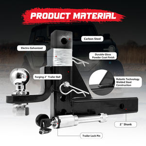 Ambull Top Qualität Offroad Auto Schwarz Drop oder Rise Höhen verstellbare Anhänger kupplung Abschleppen mit 2 "Ball Trailer Ball Mount - Product Image 3