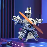 LONTEN DIY Moteur Radial à Cinq Cylindres, Modèle d'Avion Électrique de Simulation, ROBOT001, Kit d'Assemblage Mécanique en Métal, Cadeau de Collection