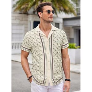 Camisa de Lino Personalizada para Hombre, Manga Corta, Estampada, Transpirable, para Vacaciones y Playa - Product Image 3