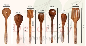 Juego de Utensilios de Cocina de Madera Natural de 7 Piezas, 35.56 cm, Antiadherentes, Aptos para Lavavajillas y Microondas, Espátulas, Cucharas, Herramientas de Cocina - Product Image 4