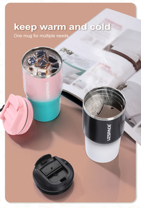 Bouteille d'eau isotherme en acier inoxydable à double paroi esthétique avec sangle, cadeau, anti-fuite, ouverture en un clic - Product Image 5