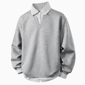 Nouveau sweat-shirt décontracté à manches longues pour homme, grande taille, avec un faux col chemise deux pièces, style high-street américain - Product Image 3