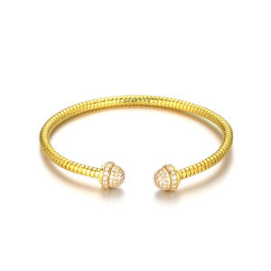 Hot Selling Artic Jewellery Christian Fashion Jewelry <b>925</b> <b>Sterling</b> <b>Silver</b> 18K Yellow Gold Plated Zircon Trendy Cuff <b>Bracelet</b> - Product Image 1