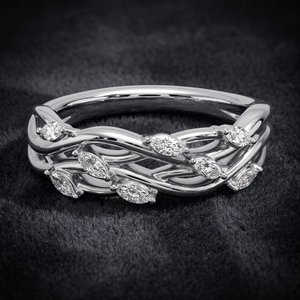 Anillo de Boda con Diamantes Cultivados en Laboratorio, Diseño de Viñas Entrelazadas, Rodio, Oro 10K 14K 18K, Plata 925 935, Joyería para Compromiso y Aniversario - Product Image 1