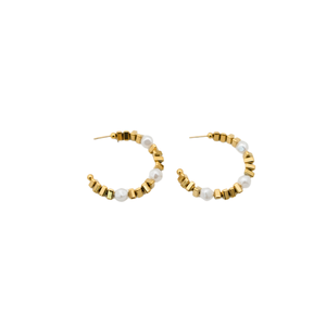 Boucles d'oreilles créoles en perles plaquées or PVD en acier inoxydable 316L, bijoux durables et résistants - Product Image 1