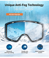 Masque de ski magnétique cylindrique HD avec revêtement REVO 8 couches, protection UV400, anti-buée, coupe-vent, personnalisable avec logo OEM, pour sports de neige