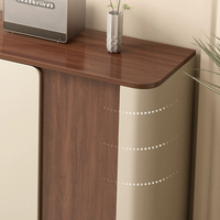 Buffet en bois multi-compartiments grande capacité, avec tiroir à rainure dissimulée et armoire de rangement à une seule porte, finition grain de noyer