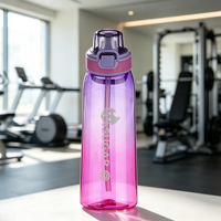 Bouteille d'eau portable anti-fuite avec paille intégrée pour adultes – Idéale pour le camping, l'école, la gym, le sport, le bureau, le cyclisme – Boisson directe