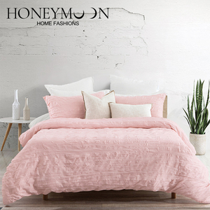 फैशन बेडडिंग नए डिजाइन गुलाबी रंग क्रिकल 3 पीसी ठोस 85gm duवेट कवर सेट - Product Image 6