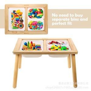 Mesa infantil multifuncional de madera de 21.34x17.71 pulgadas con cajas de almacenamiento para juegos y aprendizaje en interiores - Product Image 3