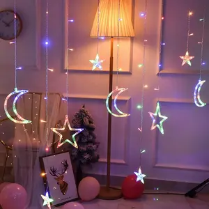 LED串灯USB窗帘星月悬灯圣诞可连接灯派对卧室宿舍房间装饰斋月灯