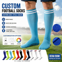 Chaussettes de sport confortables et antibactériennes, en mélange de coton personnalisé, hauteur genou, pour le football, professionnelles, fines pour l'été, avec bordure/semelle.