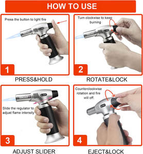 <span class=keywords><strong>Soplete</strong></span> de Butano LAIWEI S400, Encendedor de Cocina Recargable con Llama Ajustable para Hornear Pasteles - Product Image 2