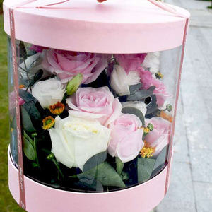ZL Wholesale Empty Black Luxury Clear Transparent Cylinder Packaging <strong>Box</strong> Roses Gift Round <strong>Flower</strong> <strong>Box</strong> - Product Image 4