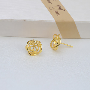 Pendientes de Plata S925, Estilo Chino Simple, Forma de Flor, con Perlas de 7-8 mm, Accesorios de Joyería DIY - 1142 Bandeja Vacía - Product Image 4