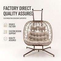 Fauteuil suspendu double en osier, nouveau design, pour 2 personnes, résistant aux intempéries, idéal pour jardin et complexe hôtelier, directement de l'usine