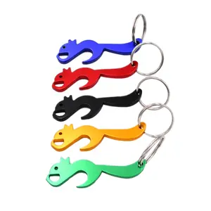 Factory wholesale 6.6cm aluminum alloy animal squirrel key ring bottle opener