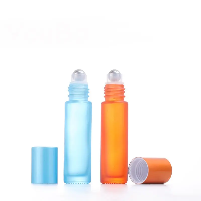 Großhandel Gelb Blau Lila Rosa Grün Orange Weiß Leeres ätherisches Öl Parfüm 10ml Glas rolle auf Flasche