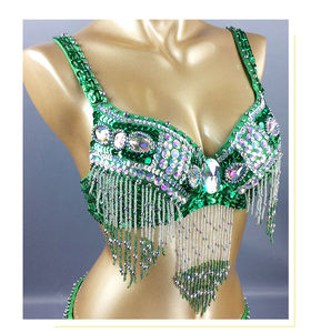 Offre Spéciale Femme perlé Danse Du Ventre Costume D'usure + ceinture 2pc ensemble Dames Danse Du Ventre Costumes de Danse Du Ventre Vêtements - Product Image 2