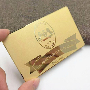 <span class=keywords><strong>Carte</strong></span> de visite personnalisée en acier inoxydable, plaqué or mat/brillant, logo gravé, texture brossée pour cadres - Product Image 1