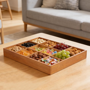 Bandeja de madera personalizada de 3 piezas, bandeja de madera con 12 compartimentos, expositor con rejilla de 12 cuadrículas, bandeja de madera con 12 rejillas. - Product Image 4