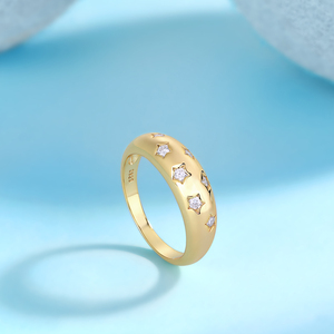 Anillo vintage Chapado en oro de 18 quilates de plata de ley Zanlong 14696 S925 con estrella VVS moissanites en el anillo - Product Image 5