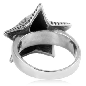 Anillo de dedo índice con forma de estrella de cinco puntas yunique para hombre, anillo geométrico de acero inoxidable plateado, joyería de regalo - Product Image 4