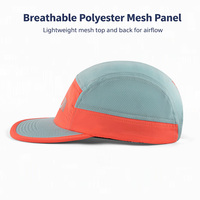 Casquette de camping légère et respirante en nylon souple à 5 panneaux avec maille noire, chapeau léger de course sur sentier à visière bec de canard