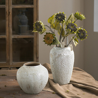 Vase en céramique blanche Vase à fleurs en détresse rétro Accessoires pour la maison pour arrangement floral Décor à la maison