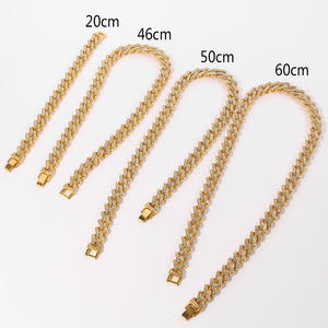 18K chapado en oro Iced Out HipHop hombres cristal diamante Rhinestone grueso Miami cubano enlace cadena collar - Product Image 6