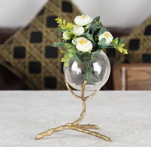 Центральное украшение для свадебного стола, декоративный подсвечник, ваза для цветов, стеклянная и Хрустальная ваза, декоративная Медная Ваза для дома