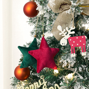 Decorazioni Natalizie a Forma di Stella Colorata in Velluto da Appendere all'Albero di Natale all'Ingrosso - Product Image 6