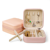 Boîte de rangement portable en cuir de luxe léger pour femme, accessoire de voyage multicouche en plastique et lin, doublée de velours avec fermeture éclair