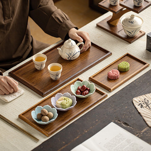Chinese-style rectangular bamboo <b>tray</b>, walnut color, suitable for home use as a <b>tea</b> serving <b>tray</b> or Japanese-style dessert <b>tray</b>. - Product Image 2