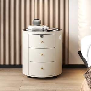 Comodino Smart Moderno di Lusso VL con Ricarica Wireless, <span class=keywords><strong>Lampada</strong></span> LED, Serratura con Impronta Digitale, Altoparlante e Armadietto Multifunzionale Semplice - Product Image 2
