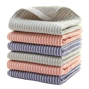 Set di asciugamani da bagno quadrati in garza di puro cotone a righe giapponesi, morbido e assorbente tessuto quotidiano per pulire il viso asciugamano per adulti